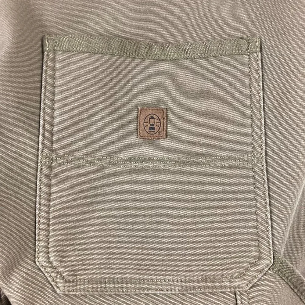 Mens Coleman Fleece Lined Tan‎ Green Carpenter Pants 38 x 30